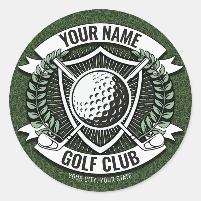 Personalized NAME Golfer Golf Club Turf Clubhouse  Classic Round Sticker (Front)