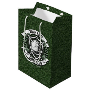 Personalized NAME Golfer Golf Club Turf Clubhouse Medium Gift Bag