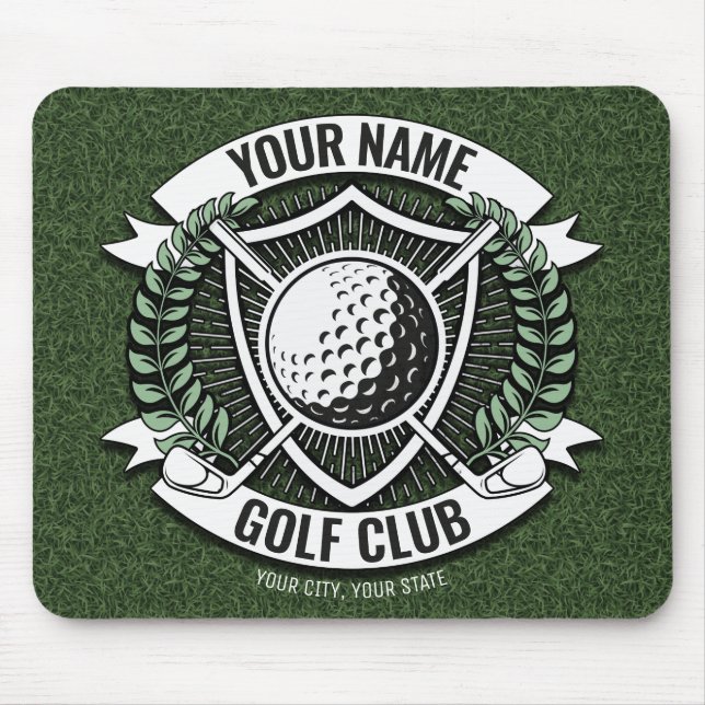 Personalized NAME Golfer Golf Club Turf Clubhouse Mouse Pad (Front)