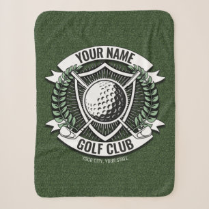 Personalized NAME Golfer Golf Club Turf Clubhouse Sherpa Blanket