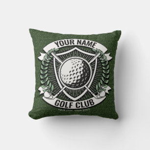 Personalized NAME Golfer Golf Club Turf Clubhouse Throw Pillow