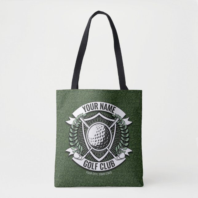 Personalized NAME Golfer Golf Club Turf Clubhouse Tote Bag (Front)