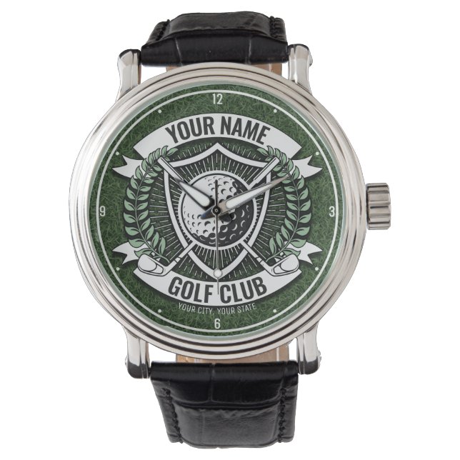 Personalized NAME Golfer Golf Club Turf Clubhouse Watch (Front)