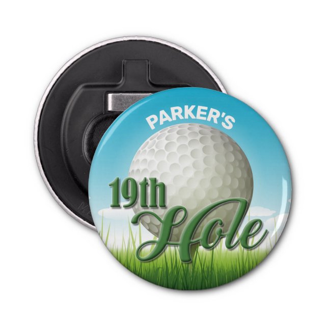 Personalized NAME Golfer Golf Pro Ball 19th Hole Bottle Opener (Front)