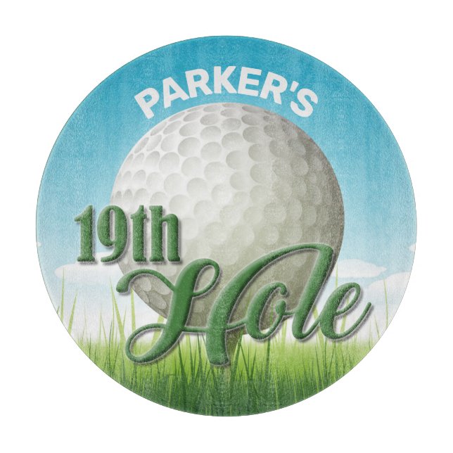 Personalized NAME Golfer Golf Pro Ball 19th Hole Cutting Board (Front)
