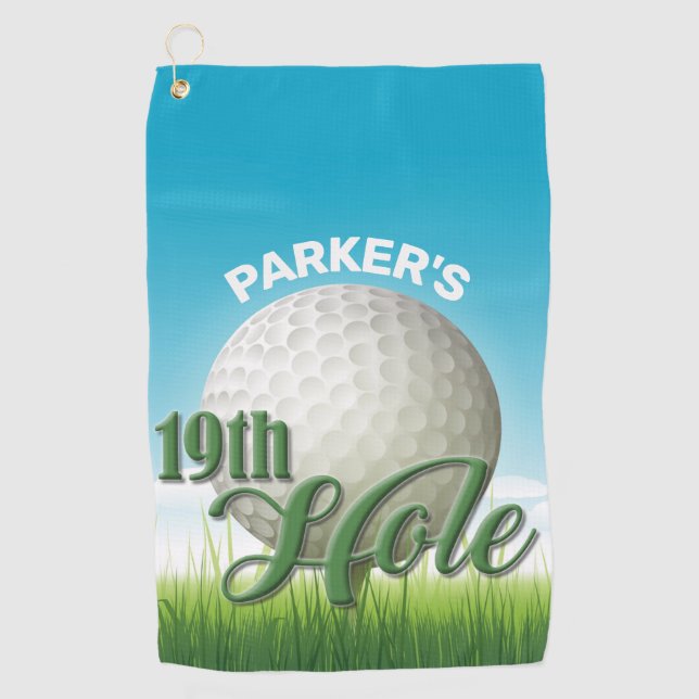 Personalized NAME Golfer Golf Pro Ball 19th Hole Golf Towel (Front)