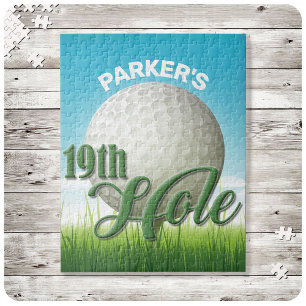 Personalized NAME Golfer Golf Pro Ball 19th Hole Jigsaw Puzzle