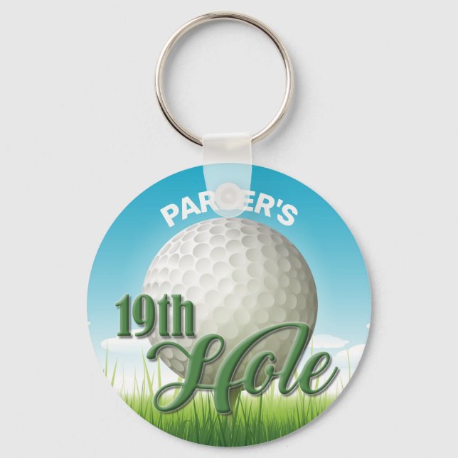 Personalized NAME Golfer Golf Pro Ball 19th Hole Keychain (Front)