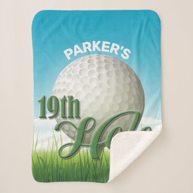 Personalized NAME Golfer Golf Pro Ball 19th Hole Sherpa Blanket (Front)