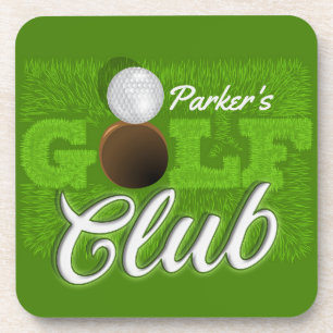 Personalized NAME Golfer Green Golf Course Club Coaster