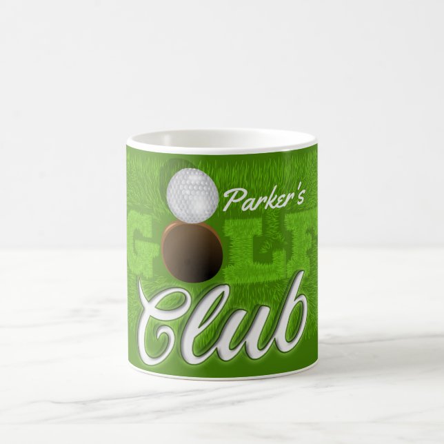 Personalized NAME Golfer Green Golf Course Club Coffee Mug (Center)