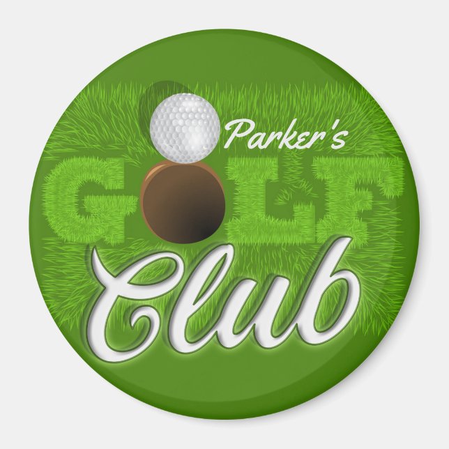 Personalized NAME Golfer Green Golf Course Club Magnet (Front)