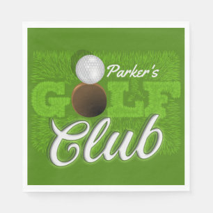 Personalized NAME Golfer Green Golf Course Club Napkin