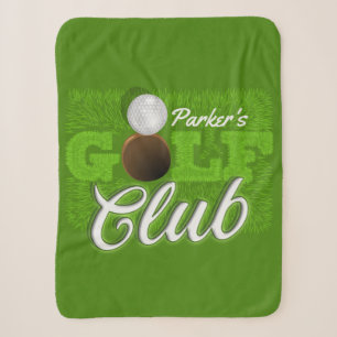 Personalized NAME Golfer Green Golf Course Club Sherpa Blanket