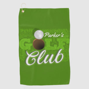 Personalized NAME Golfer Green Golf Course Club Towel