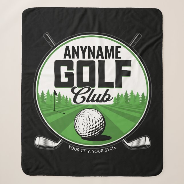 Personalized NAME Golfing Pro Golf Club Player  Sherpa Blanket (Front)
