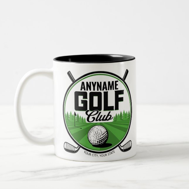 Personalized NAME Golfing Pro Golf Club Player   Two-Tone Coffee Mug (Left)