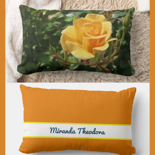 Personalized Name Gorgeous Yellow Rose  Lumbar Pillow