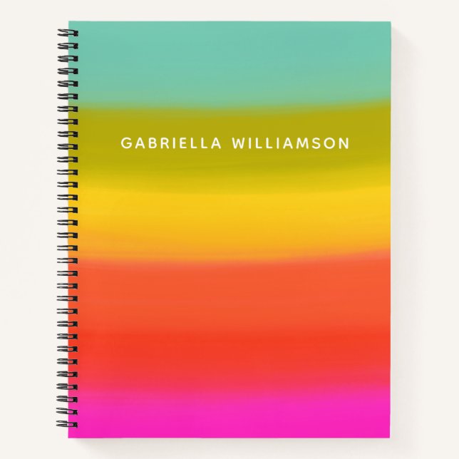 Personalized Name Gradient Rainbow Colourful Bold Notebook (Front)