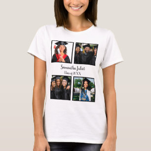 Personalized Name Graduate 4 Photo Collage T-Shirt