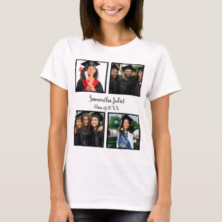 Personalized Name Graduate 4 Photo Collage T-Shirt