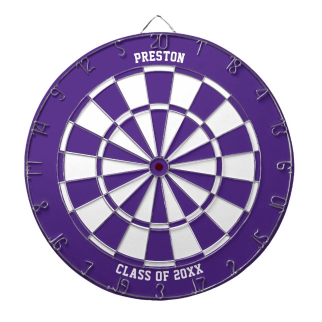 Personalized Name Graduation Gift | Purple & White Dartboard (Front)