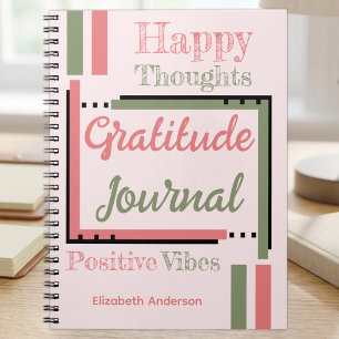 Personalized name gratitude journal green pink