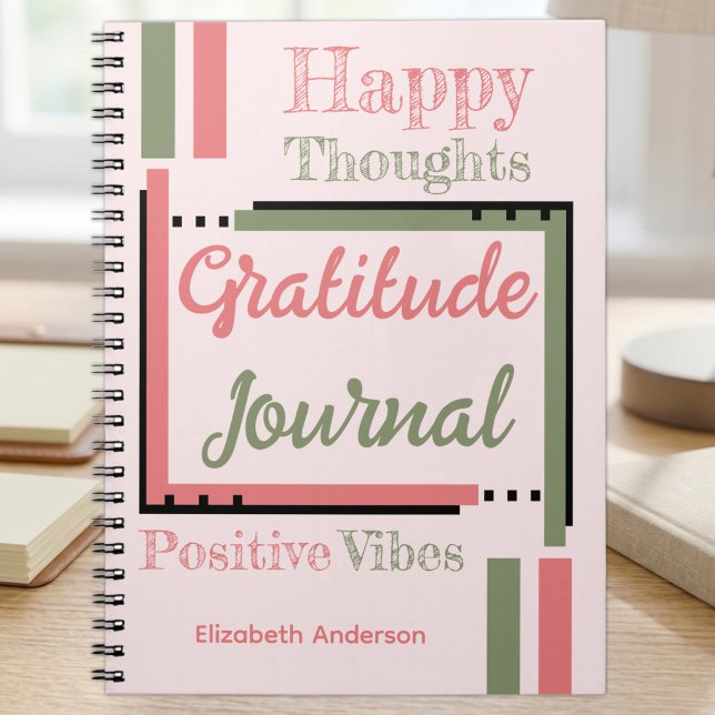 Personalized name gratitude journal green pink (Creator Uploaded)