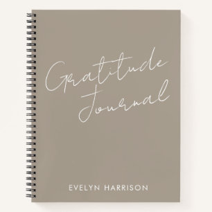 Personalized Name Gratitude Journal Taupe Brown
