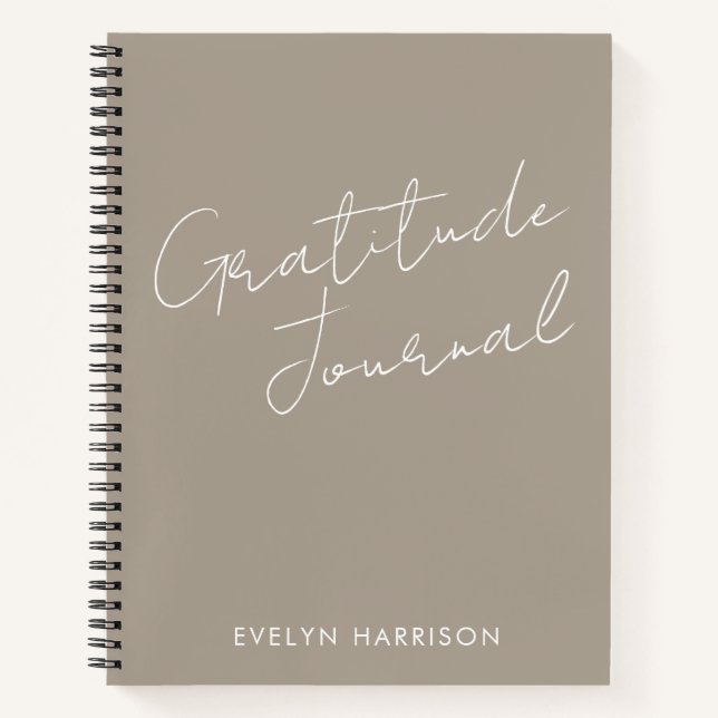 Personalized Name Gratitude Journal Taupe Brown (Front)