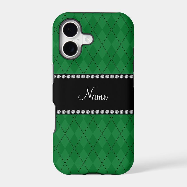 Personalized name Green argyle pattern (Back)