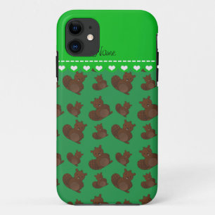 Personalized name green beaver pattern iPhone 11 case