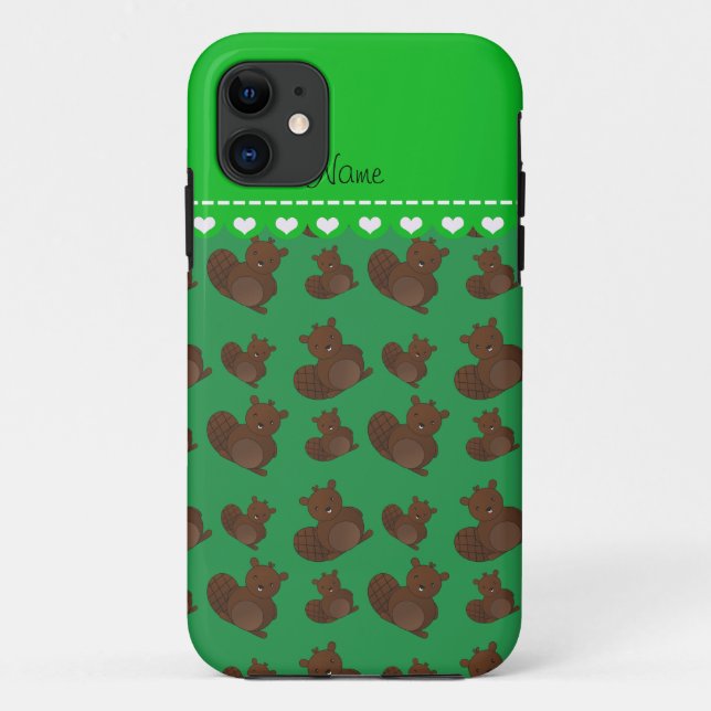 Personalized name green beaver pattern Case-Mate iPhone case (Back)