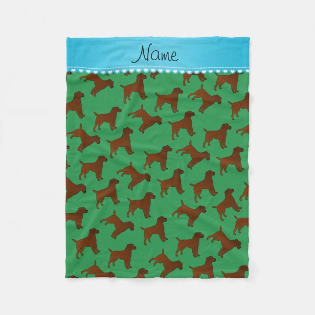 Personalized name green border terrier dogs fleece blanket (Front)