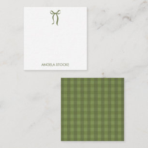 Personalized Name Green Bow Card