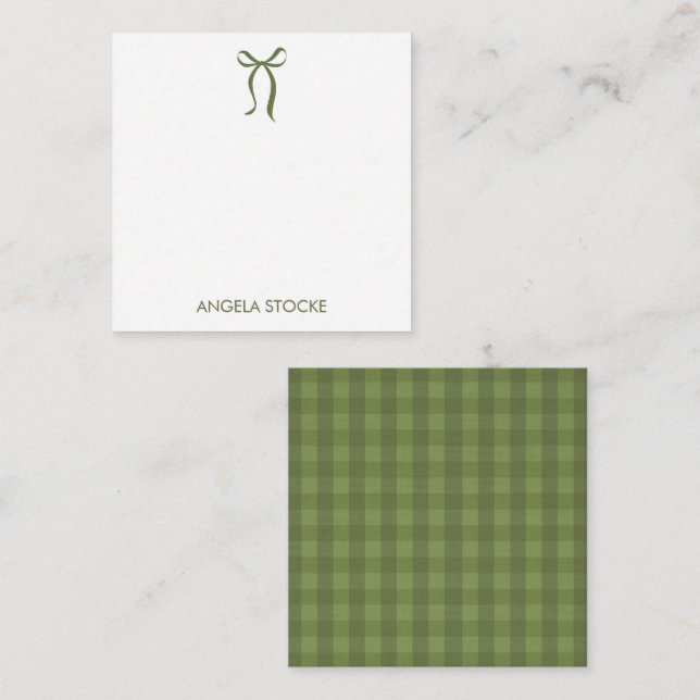 Personalized Name Green Bow Card (Front/Back)