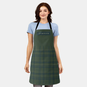 Personalized Name Green Buffalo Tartan Plaid Apron