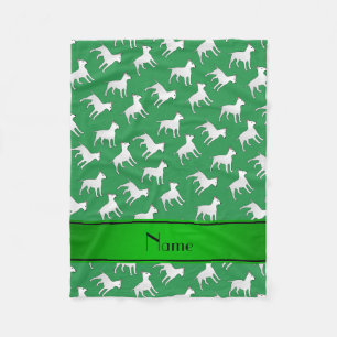 Personalized name green bull terrier dogs fleece blanket