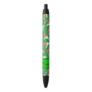 Personalized name green Bulldog Black Ink Pen