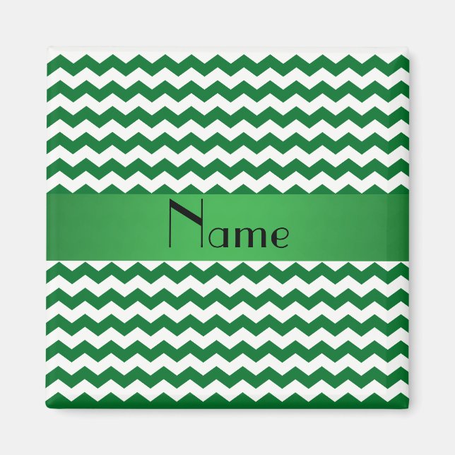 Personalized name green chevrons magnet (Front)