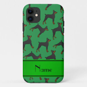 Personalized name green doberman pinschers iPhone 11 case