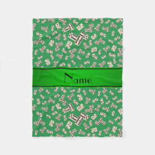 Personalized name green dominos fleece blanket