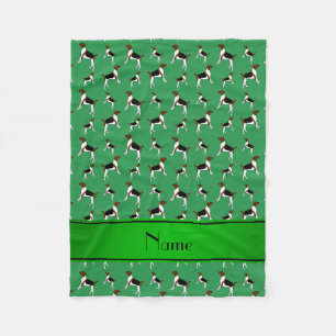 Personalized name green English Foxhounds Fleece Blanket