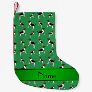 Personalized name green English Foxhounds Small Christmas Stocking