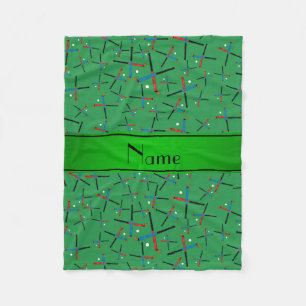 Personalized name green field hockey pattern fleece blanket