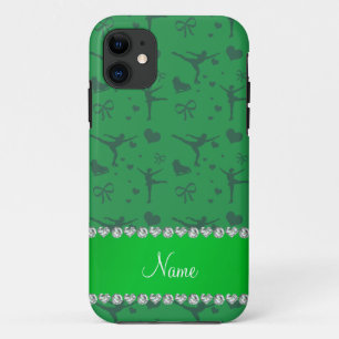 Personalized name green figure skating iPhone 11 case