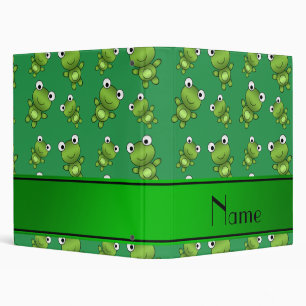 Personalized name green frogs binder