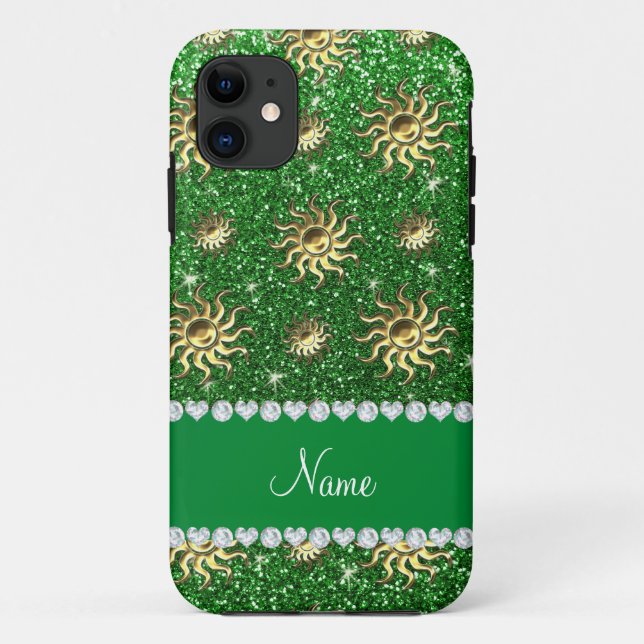 Personalized name green gold suns Case-Mate iPhone case (Back)