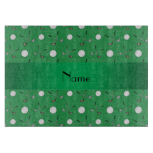 Personalized name green golf balls cutting board