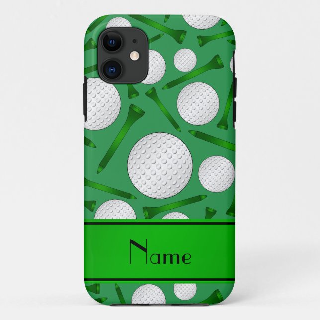Personalized name green golf balls tees Case-Mate iPhone case (Back)